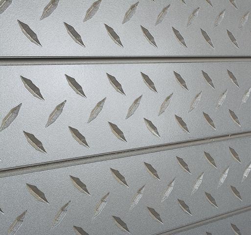 Silver Diamond Plate Textured Slatwall